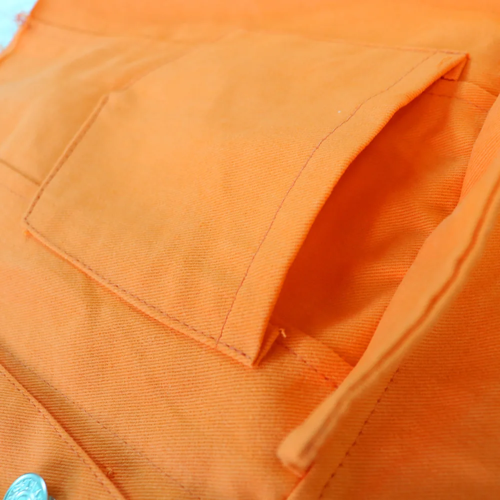 Женская уличная джинсовая укороченная куртка, осенняя Готическая рваная ковбойская куртка-бомбер с длинным рукавом, винтажная оранжевая черная одежда Harajuku