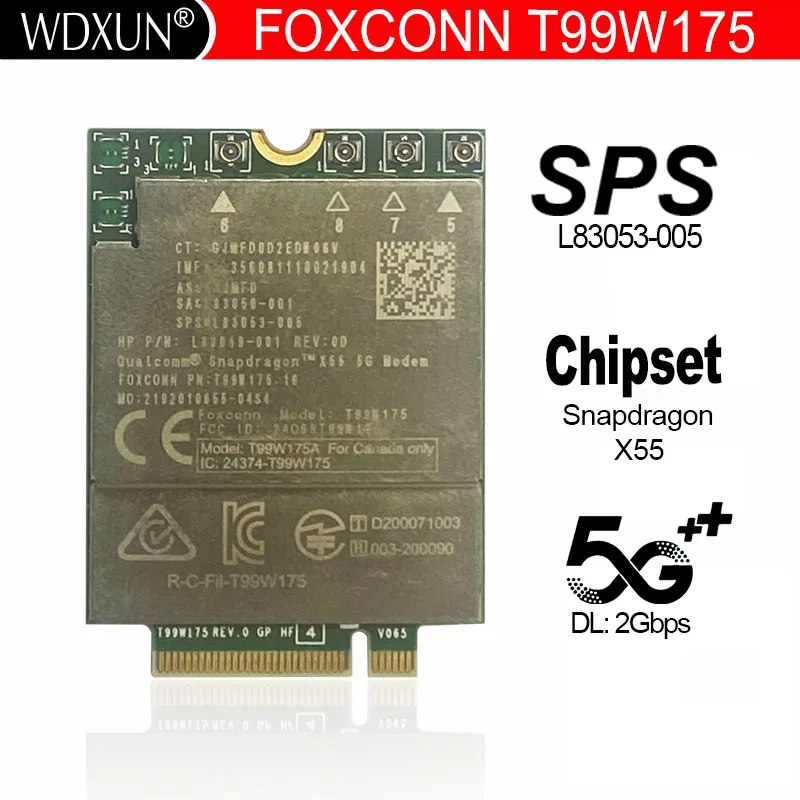 

Карта Foxconn T99W175 WWAN, беспроводной модуль i5G, зеркальная фотография, Snapdragon X55 для hp Spectre X360 13T-AW200 830 g8