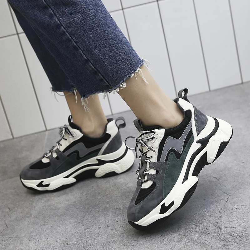 fashion women platform Daddy shoes trend designer ladies vulcanzied luxury sneakers high increasing moccasins vulcanize girls (3)
