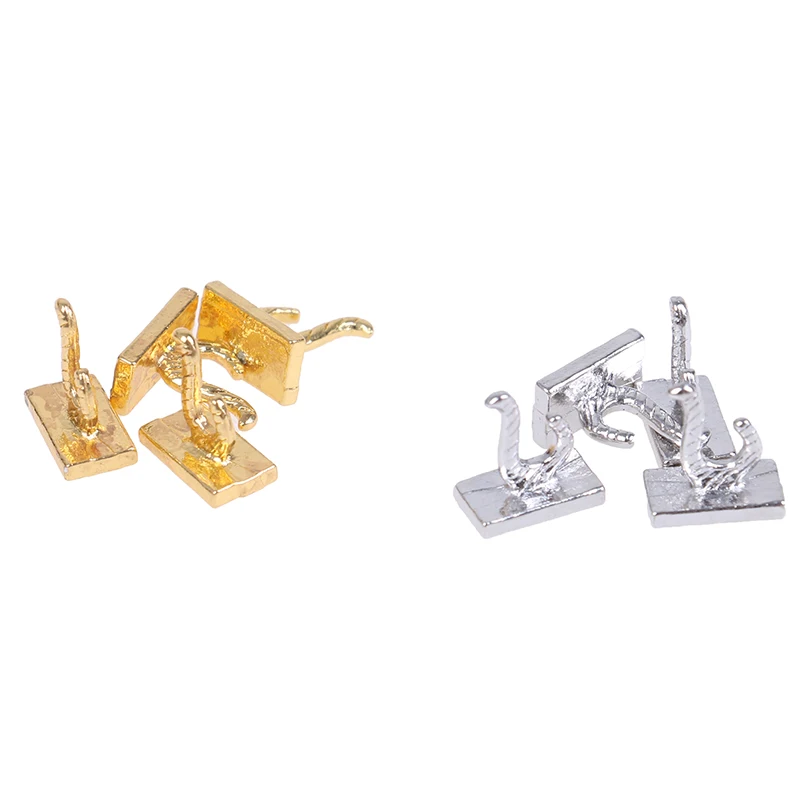 4Pcs 1:12 Dollhouse Miniature Clothes Coat Hook Rack Metal Wall Hanger Dollhouse Bathroom Accessories 4