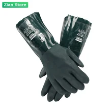 Утолщенные маслостойкие перчатки ПВХ материал Нескользящие износостойкие для механической и промышленной работы XL Размер защитные перчатки