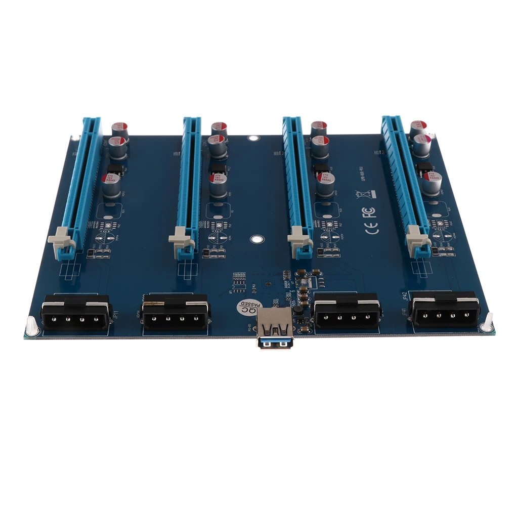 Lovoski 1Set PCI-E 1X To 4 PCIE 16X Slots Riser Expansion AdapterCard Board