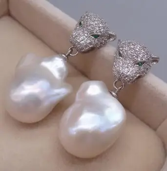 

Beautiful 12X15mm South Sea Baroque Pearl Pendant Earrings