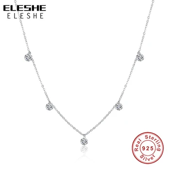 

ELESHE Trendy Crystal Pendant Necklace 925 Sterling Silver Chain Choker Necklace for Women Jewelry Christmas Gift