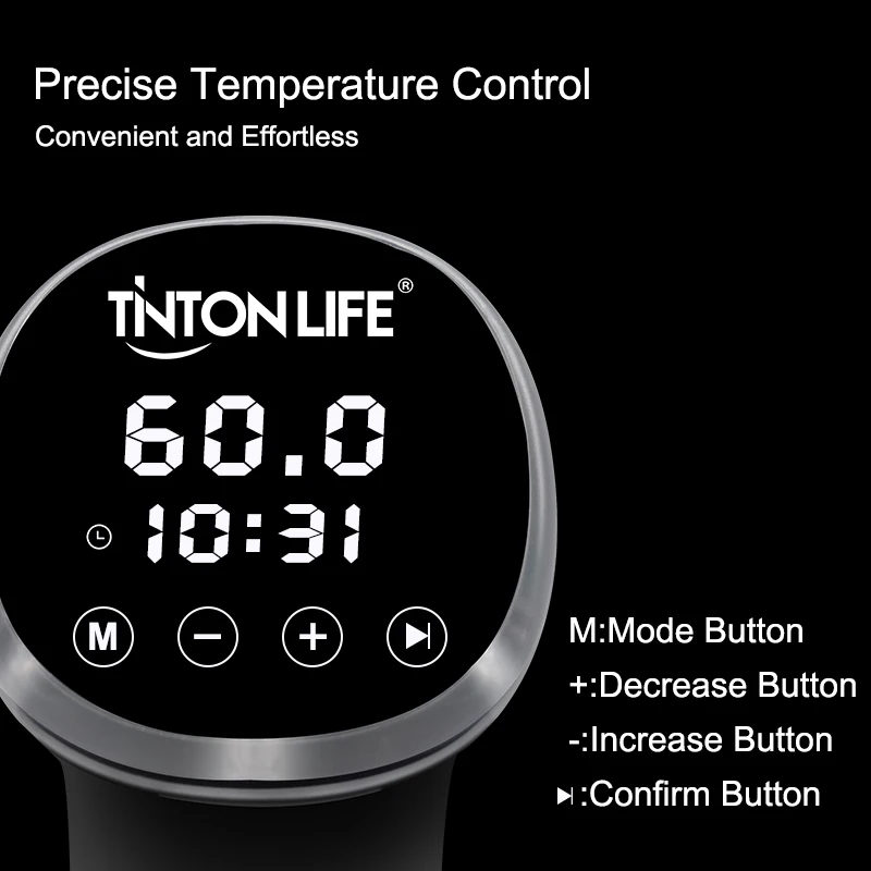 TINTON LIFE IPX7 Sous Vide Waterproof Food Slow Cooker 1200W Immersion Circulator with LCD Digital Accurate Control