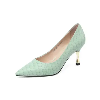 

Genuine leather women high heels pointed toe fashion sexy tetal high heel dress party shoes girls heel women shoes
