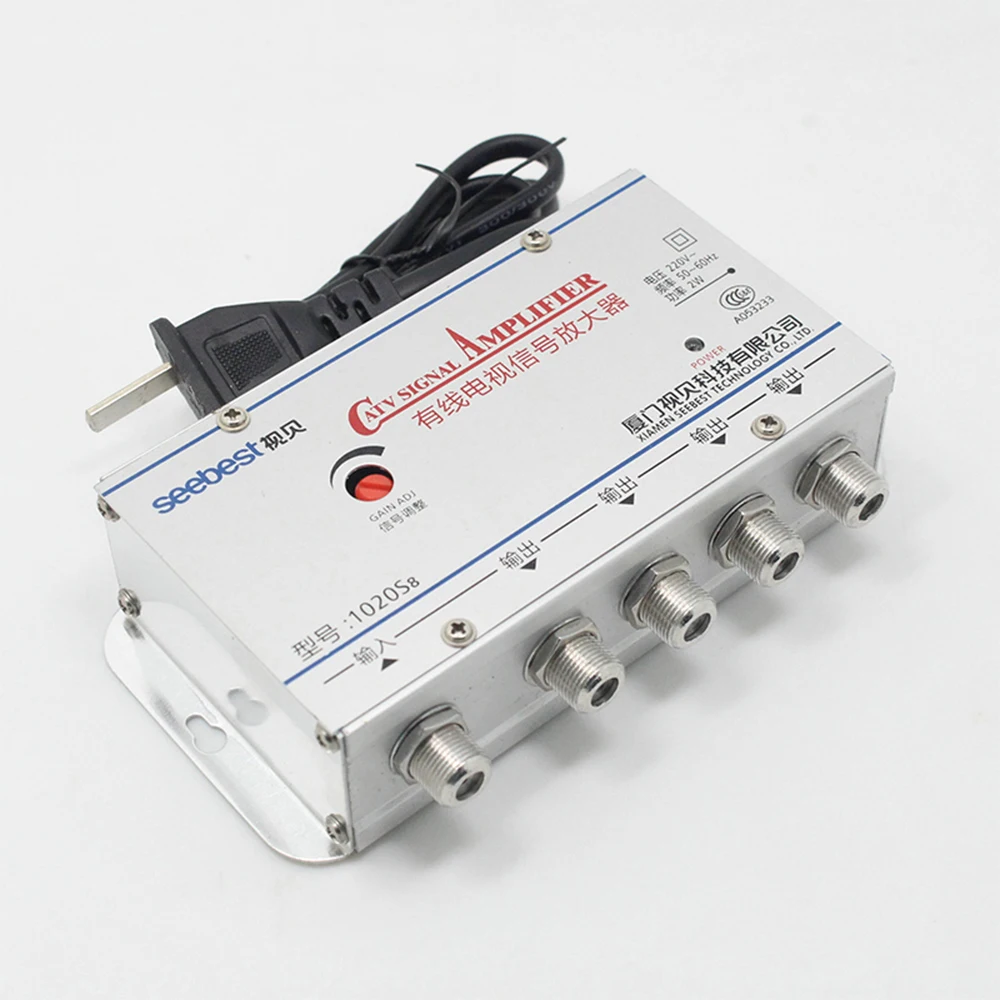 1-in-4 Out 4 Way CATV VCR TV Antenna Cable Television Signal Amplifier US plug 2W Booster Splitter 30DB 50-60MHz 220V | Электроника