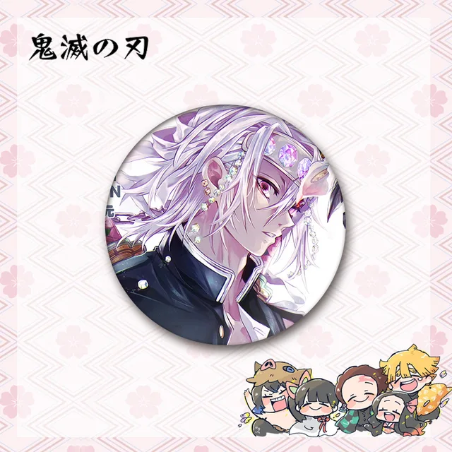 New Anime Demon Slayer 58mm Anime Tinplate Nezuko Tanjirou Butterfly Bear Badge Ornament Backpacks Bag Badges Button Brooch Pins Style-33
