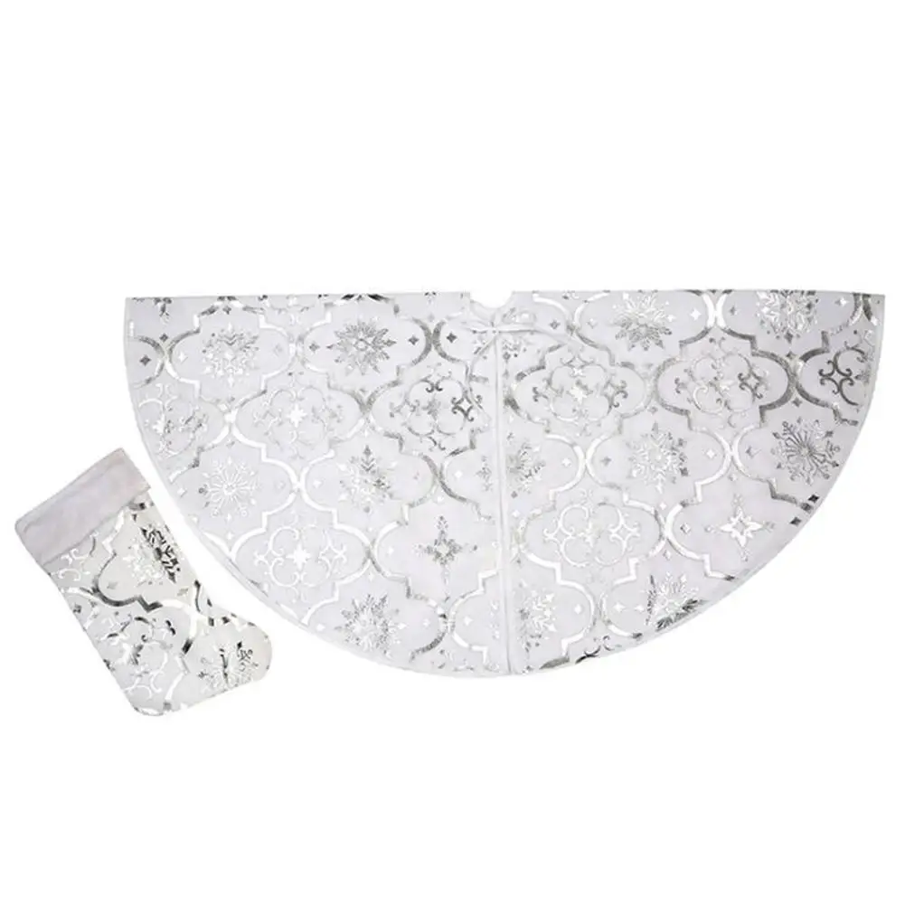 Christmas Tree Bottom Apron Christmas Tree Skirt Christmas Day Decoration Apron Suit Pure White Plush Tree Skirt - Цвет: C