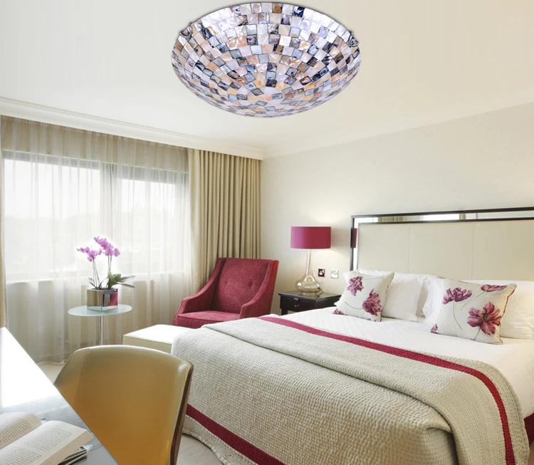 12 дюймов Тиффани Средиземноморский стиль природных shell потолок огни люстры ночник пол бар домашнего освещения