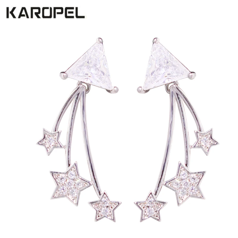 

Fashion Charm AAA Cubic Zircon Five-Pointed Star Pendant Earrings For Women Wedding Party Jewelry Gift