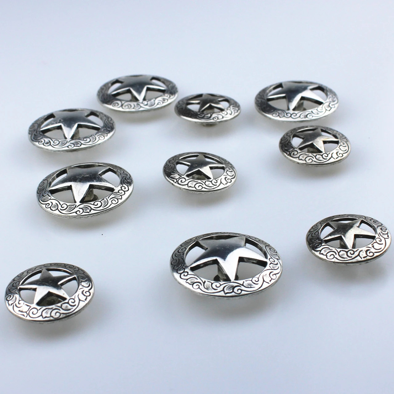 DIY Leather Craft Hardware  Texas Star Concho Antique Silver Finish #601709S-30/38 Clothes Accessories 4