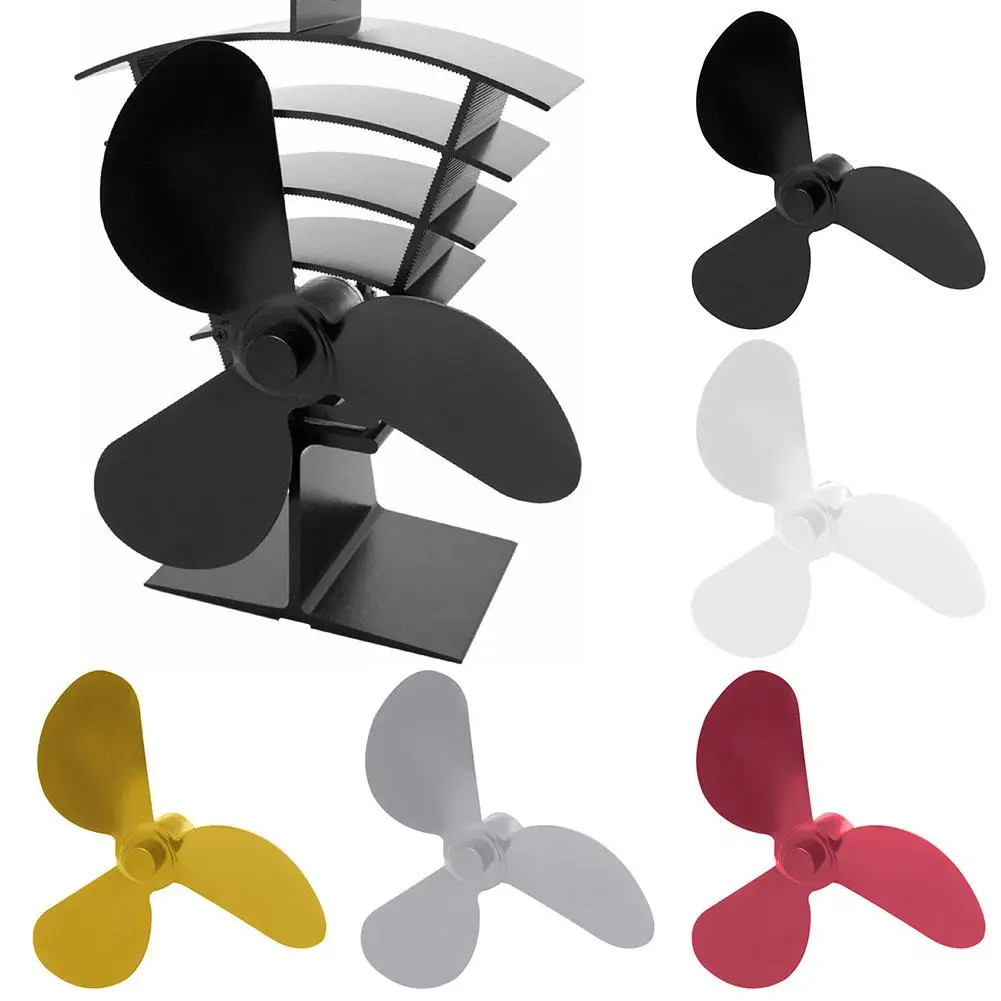 

Aluminum Alloy Stove Fan Blade Heat Powered 3 Blades Stove Fan Log Burning Heat Distribution Stove Fans Fireplace Accessories