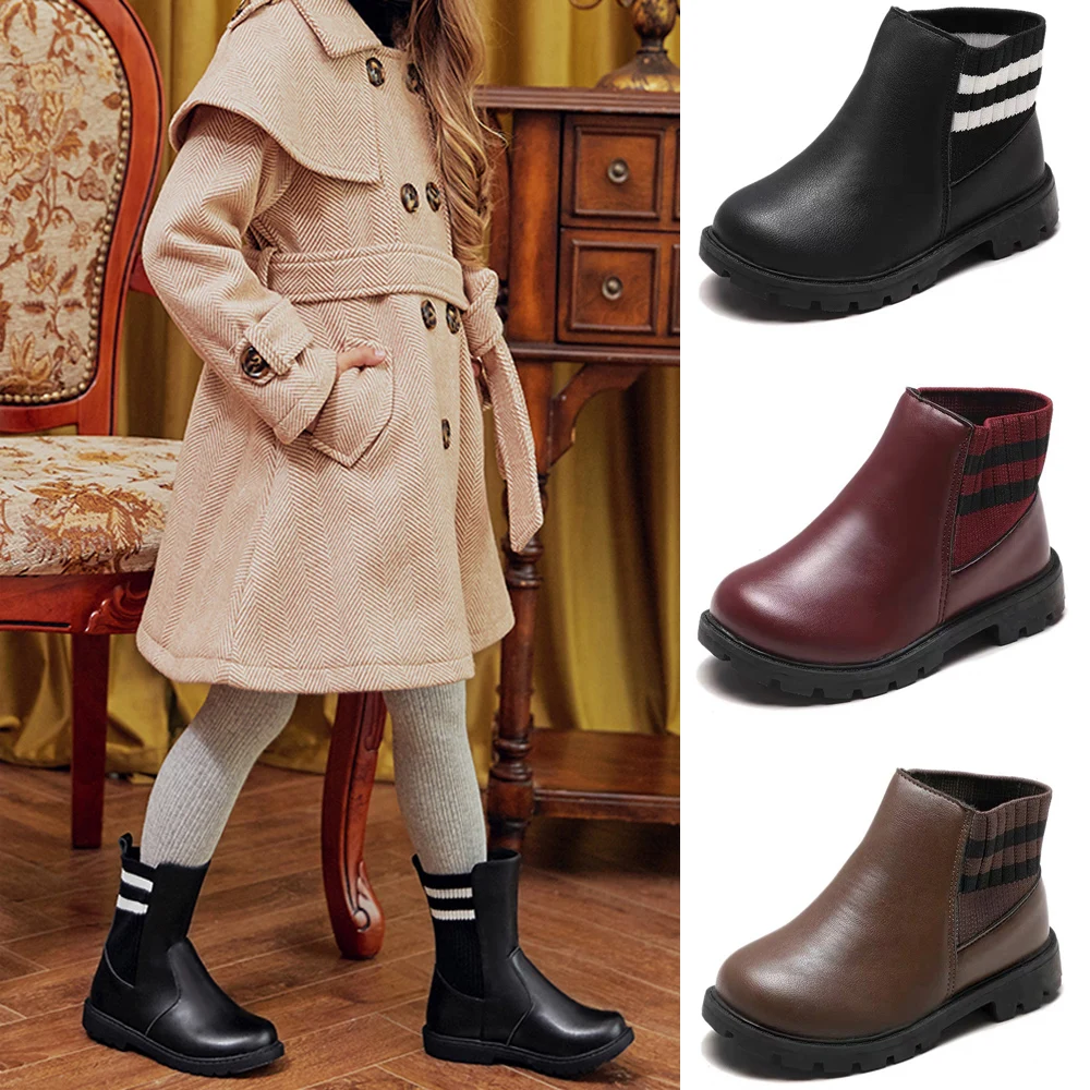 

2020 Winter Kids Martin Shoes Waterproof Girls Leather Boots Children's Snow Boots School Casual US 8/9/9.5/10/10.5 D30