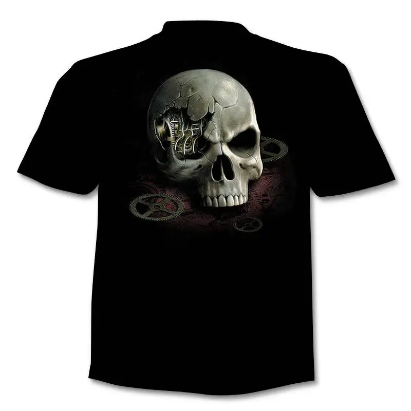 Men's 3D Skull T-Shirt Short Sleeve Terror Shirt Summer New T-Shirt 3D Funny Punk Style Men's Camisetta