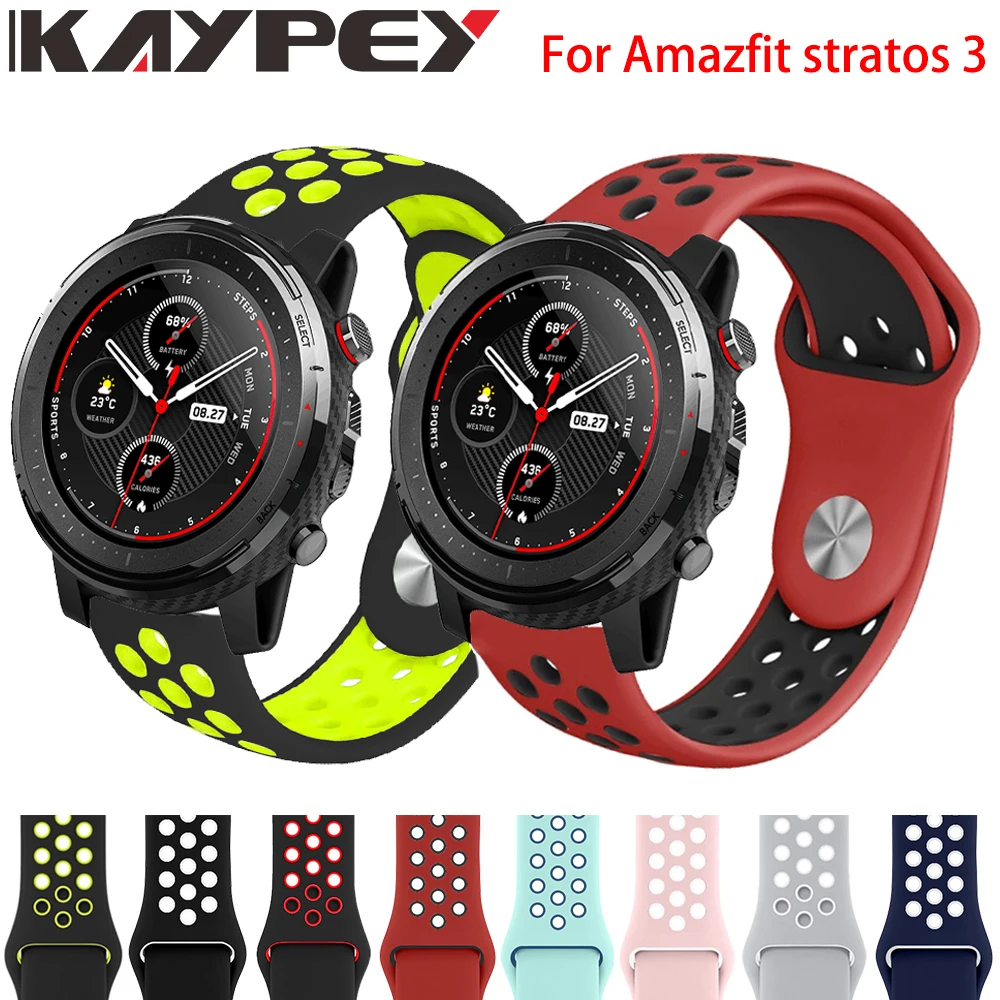 Двухцветный силиконовый ремешок для Xiaomi Huami Amazfit Stratos 3 2/2 s, Смарт-часы для Xiaomi Amazfit GTR, браслет 47 мм