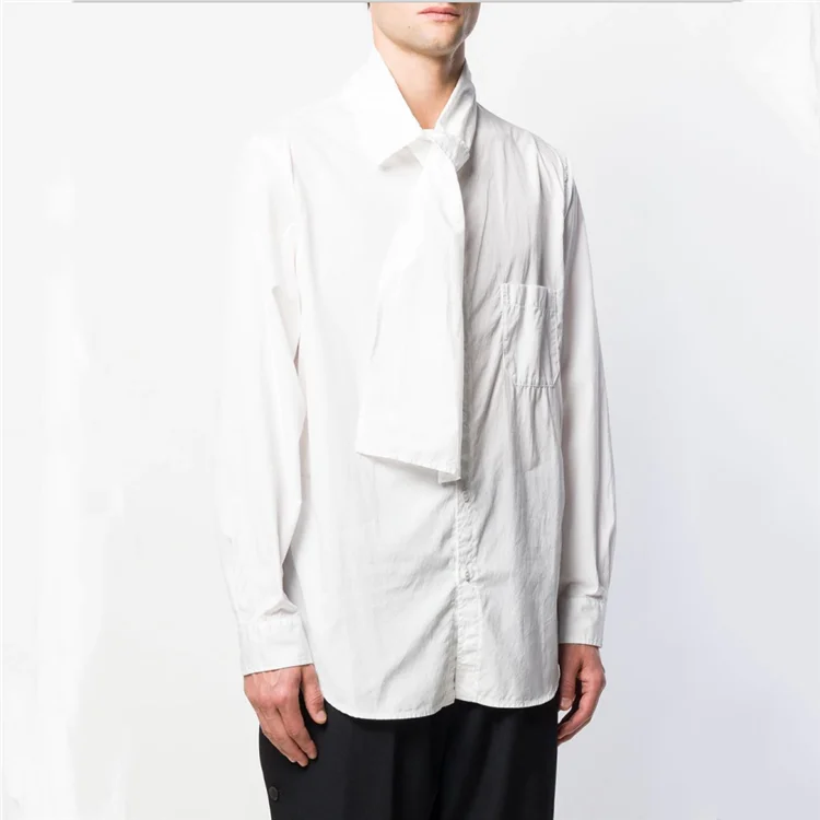 S~ 6XL! На заказ Модный Мужской Дикий европейский и американский Повседневный свободный был тонкий джемпер личность Молодежная рубашка - Цвет: Белый