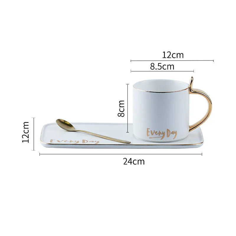 Creative Coffee Cup and Saucer Set Ceramic Breakfast Milk Cup Afternoon Tea Cup European Simple Style Cup with Handle YHJ101405 - Цвет: A