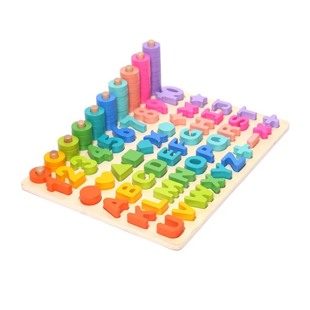 US $30.16 Children 6 in 1 Log Board Letter Shape Matching Toy Learning Count Matching Number Shape Early Educ