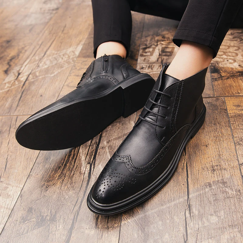 Осенне-зимние оксфорды из натуральной кожи; полуботинки «Челси»; мужская обувь на шнуровке в винтажном стиле; классические мужские уличные повседневные ботинки IV