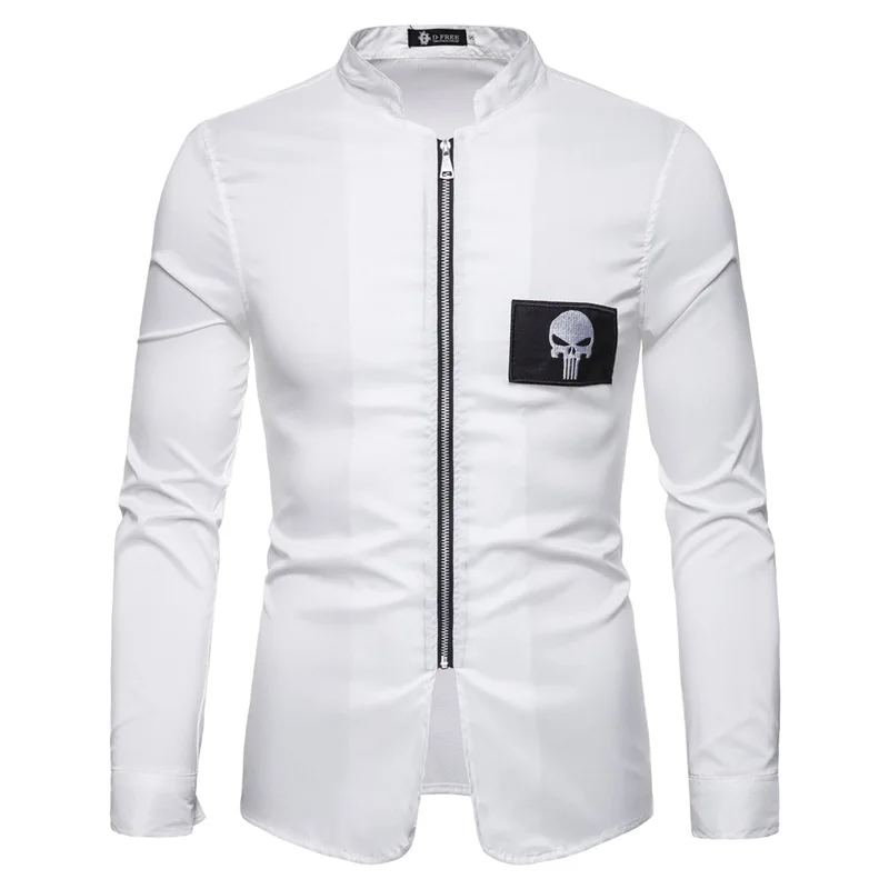 

Men Casual Skeleton Embroidered Casual Zipper Jacket