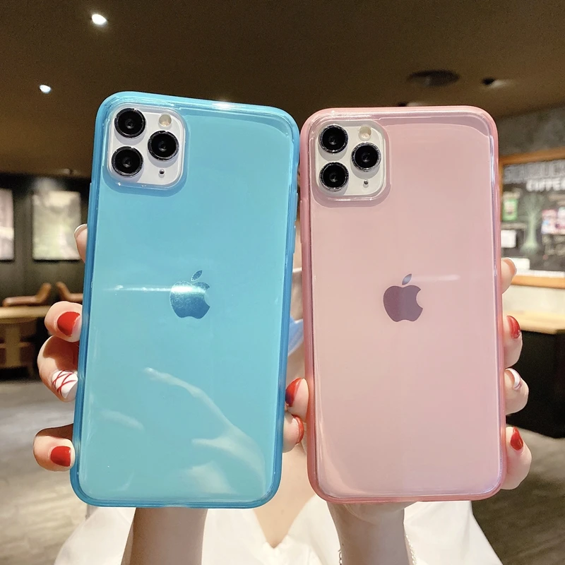 Sucre Couleur Pourpre Etui De Telephone Transparent Pour Etui Iphone 12 Pro Max 11 Pro Max Se X Xr 6 7 8 Plus Souple En Tpu Coque Aliexpress