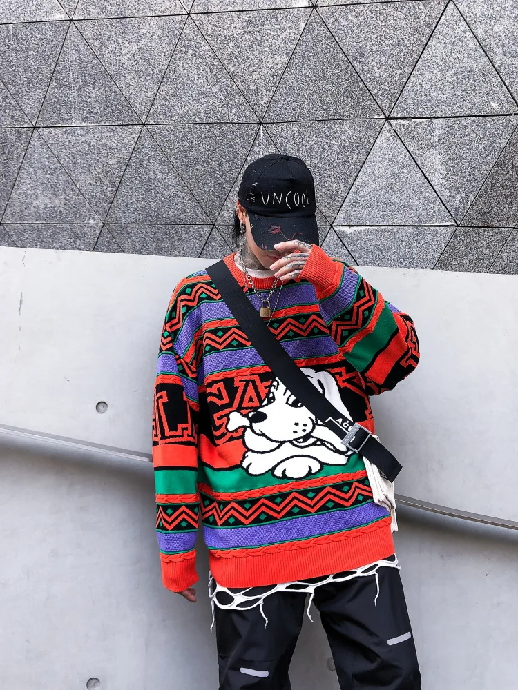 3D Белый щенок мужской свитер с длинным рукавом Pull Homme Marque Lovers свитер хип-хоп пуловер с круглым вырезом Рождественская одежда