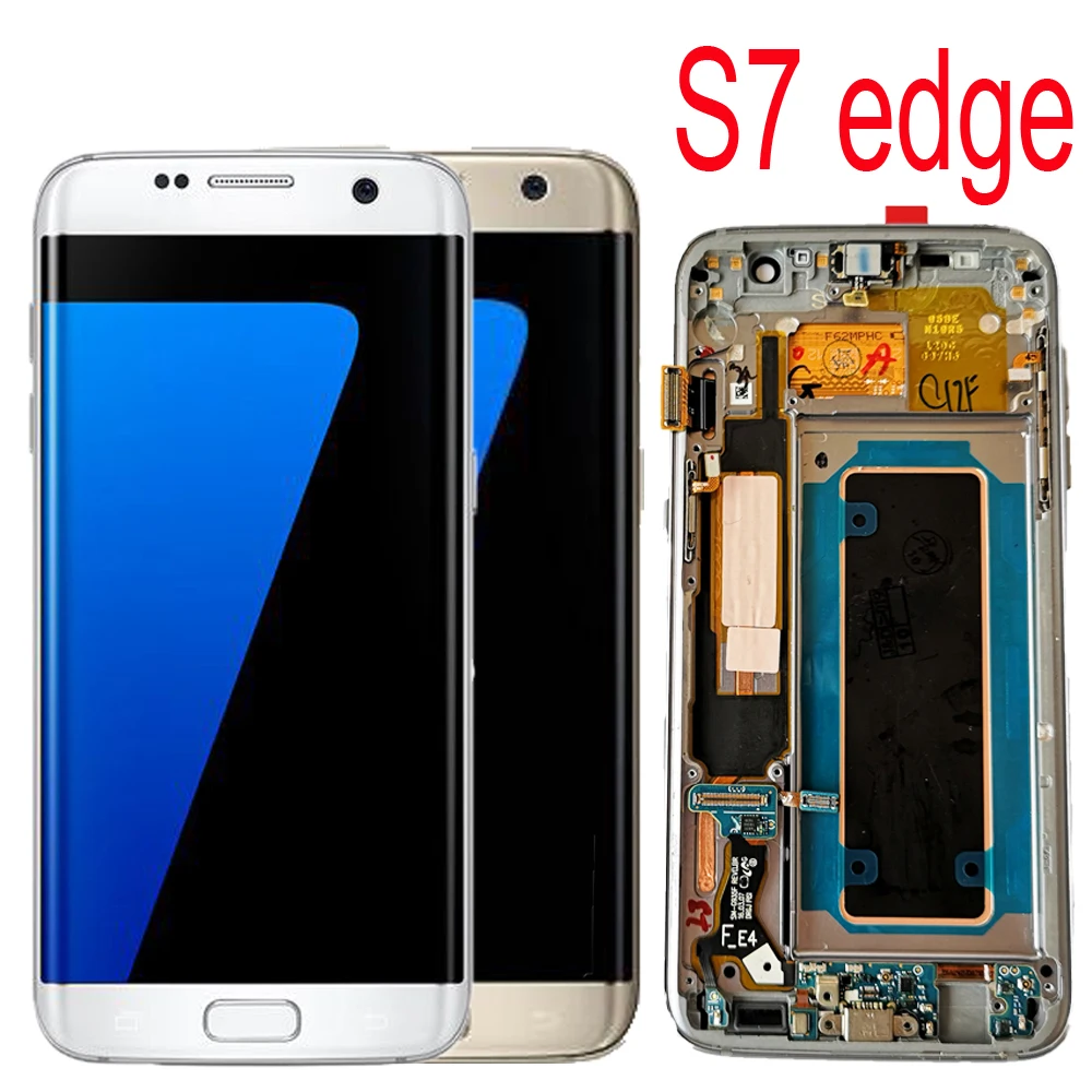 Для samsung S7 Edge ЖК-дисплей G935F G935A G9350 экран с сенсорным дигитайзером с рамкой в сборе Замена