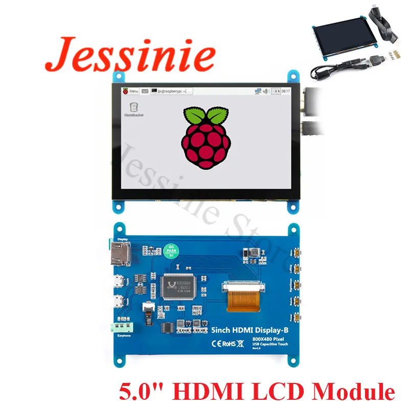 5 Inch HDMI Monitor USB Capacitive Touch Screen 5.0&quot LCD Display Module 800x480 for Raspberry Pi 2B/3B+/4B/PC/BB Black/Banana |