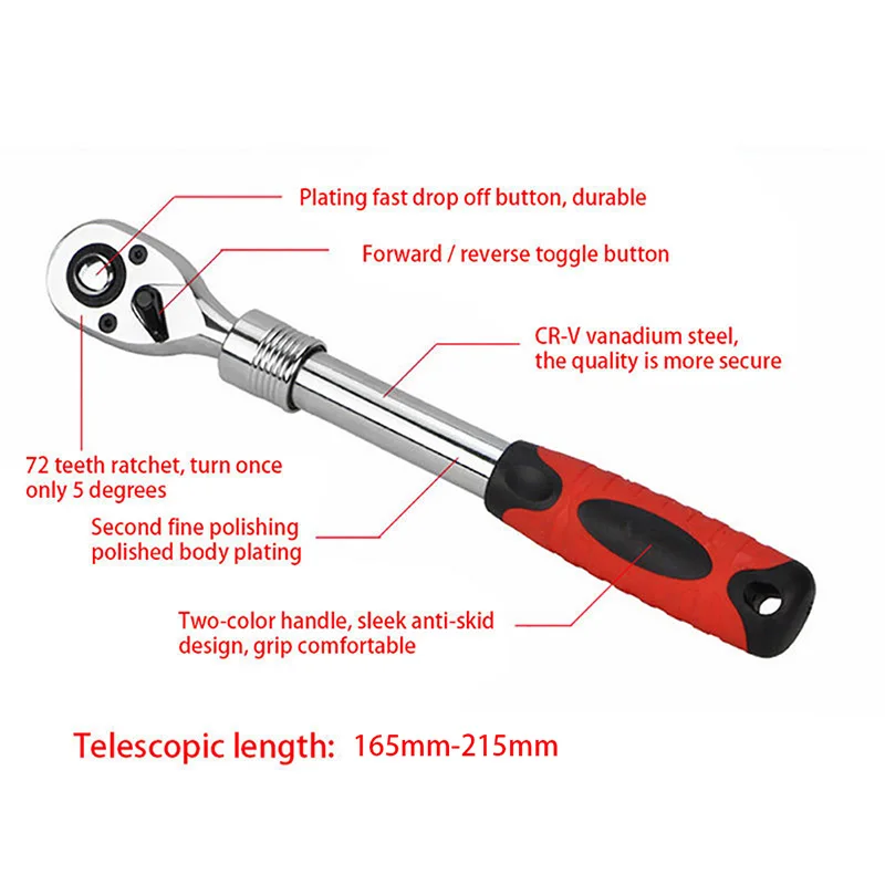 

1/4" Extending Telescopic Drive Shaft Ratchet Handle Heavy Duty Socket Wrench
