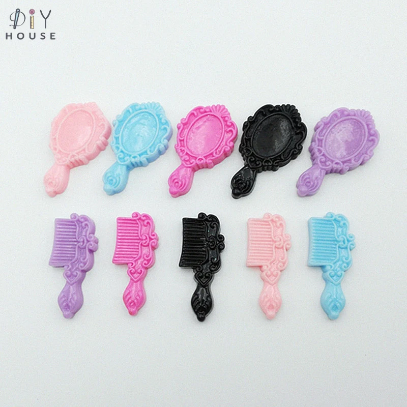 

10/20/30Pcs Simulation Comb/Mirror Flat Back Planar Resin Color DIY Craft Supplies Phone Shell Decor Hair Accessories Matreial