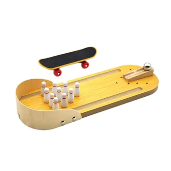 

2 Pcs Bird Trick Training Toys Wooden Mini Desktop Bowling Skateboard Parrot Toys Education Toys for Various Parrots