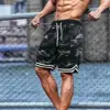Plus Size Men Fitness Shorts Camouflage Design Waist Drawstring Polyester Quick Dry Sports Board Shorts Men Casual short homme 2