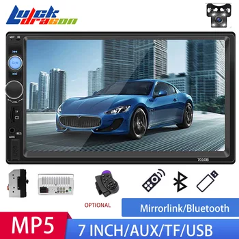 

Radio Handsfree Reverse Image Bluetooh Car Radio Mirrolink FM/AUX/USB/TF Radio Car 2 Din Steering wheel control Car audio Stereo