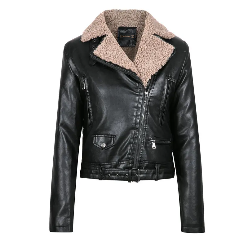 Leather biker jacket with fur Clearance