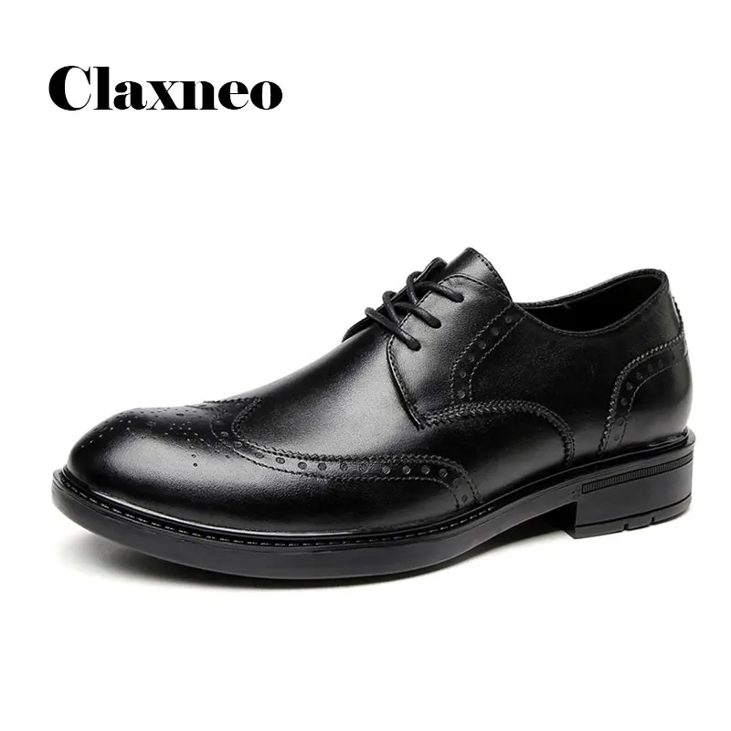 

CLAXNEO Man Brogue Shoes 2020 Spring Autumn Male Dress Shoe Genuine Leather Wedding Footwear clax Men Oxfords Office Shoe