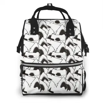 

Mummy Bag Shark Black White Nappy Backpack Large Capacity Stroller Bag Mom Baby Multi-function Waterproof Outdoor Diaper Bags
