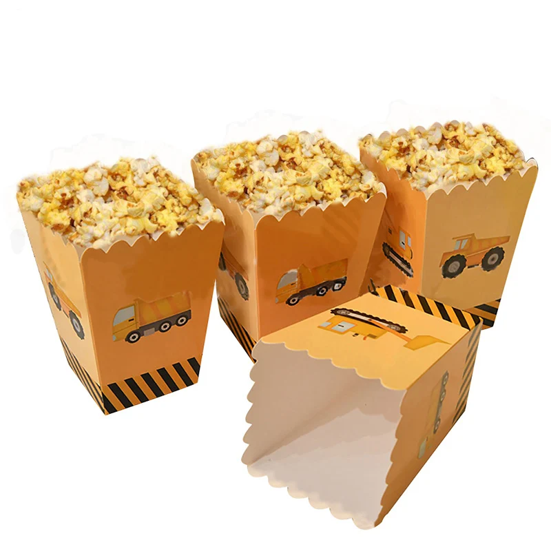 

Disposable Tableware Set Construction Vehicle Paper Popcorn Boxes Snack Box Baby Shower Balloons Kids Birthday Party Decorations