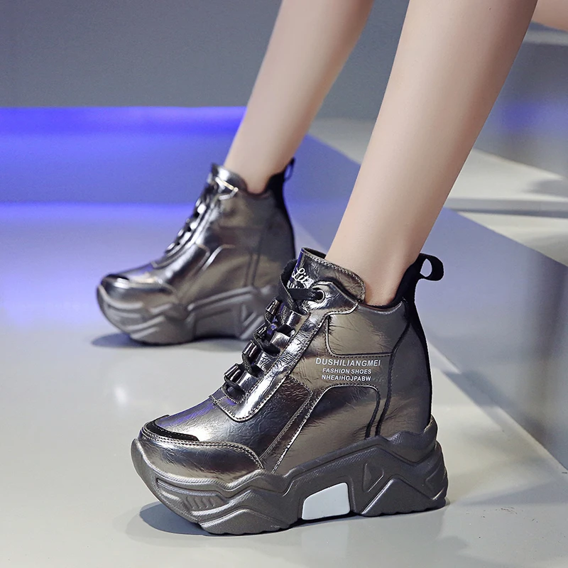 Vesyrion, модные женские ботильоны на высоком каблуке, женская обувь, увеличивающая рост, увеличивающая рост, серебристая стелька, Размеры 35-39