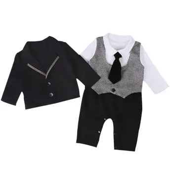 

2pcs Infants Baby Gentleman Clothing Set Baby Rompers Casual Coat Outfits Infant Casual Sport Suits Baby Boys Autumn Set