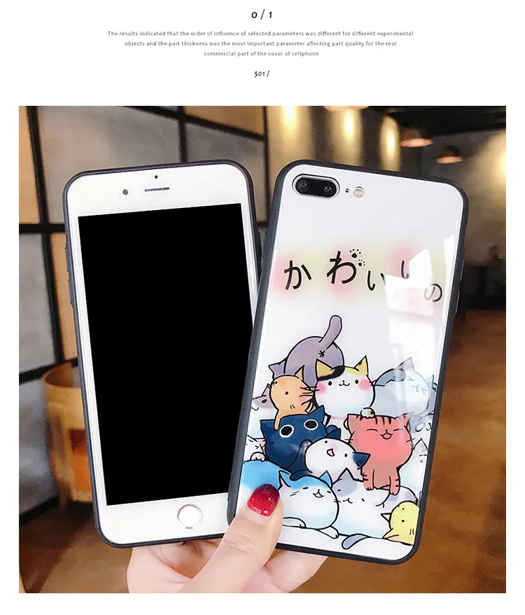 Чехол из закаленного стекла для телефона для iPhone 11 Pro Max XS Max XR XS X i8 Plus i7 Plus i6 i6 Plus милый чехол с мультяшным животным