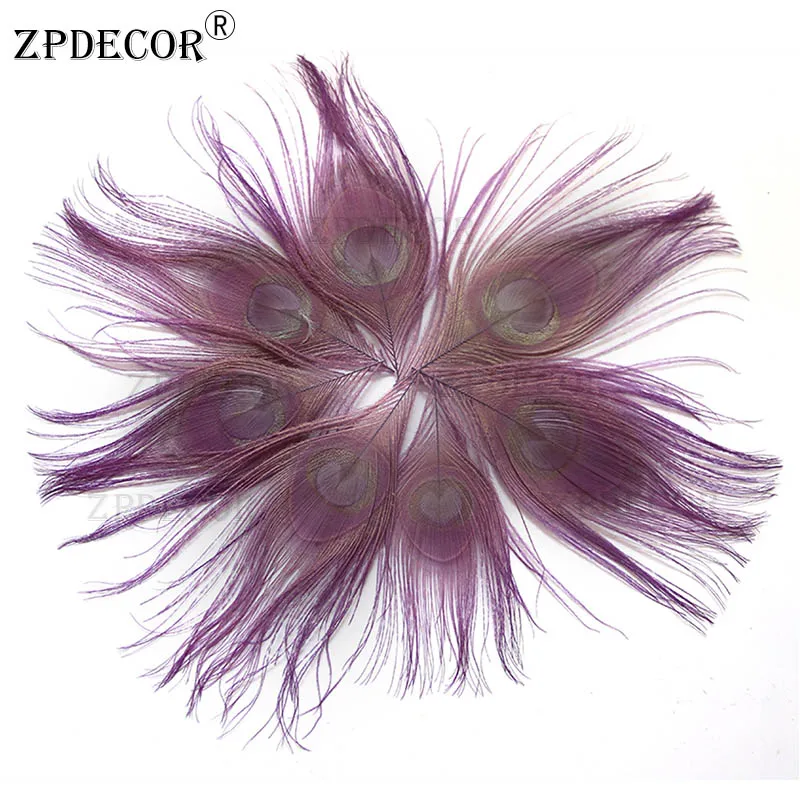 Zpdecor в течении 3-7 см Павлин перьевые кромки для украшения - Color: Purple
