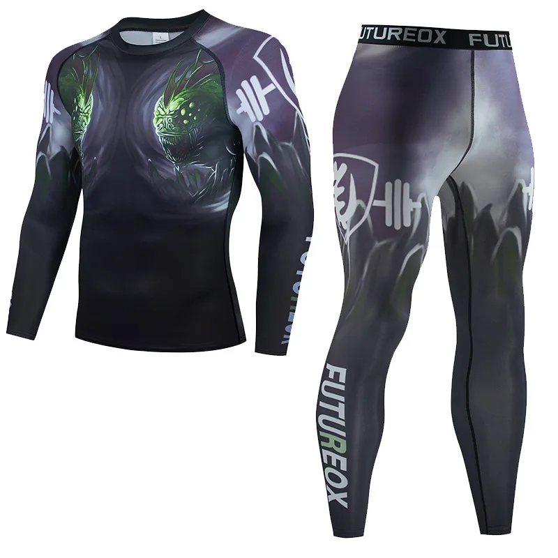Men's Thermal Underwear For Men Male Thermo Kickboxing Clothes Suits MMA BJJ Tights Set Winter Quick Dry Long Johns Tracksuit 05 4