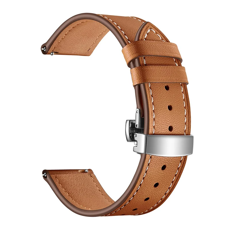 Brown UEBN кожаный ремешок с серебряной застежкой-бабочкой, 20 мм, для samsung Galaxy Watch, 42 мм, активный 2 браслет, ремешок для часов gear S2, спортивный ремешок для часов - Цвет ремешка: Brown