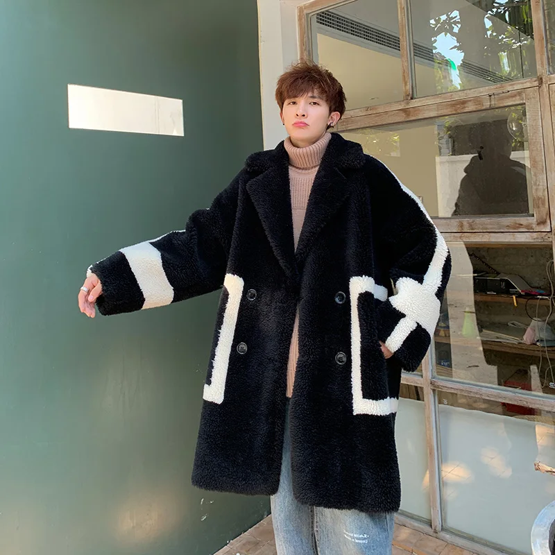 Мужское длинное пальто, шерстяные Плюшевые куртки, chaqueta cuero hombre, мужские Зимние флисовые меховые пушистые пальто, куртки Джемперы, верхняя одежда, негабаритные теплые