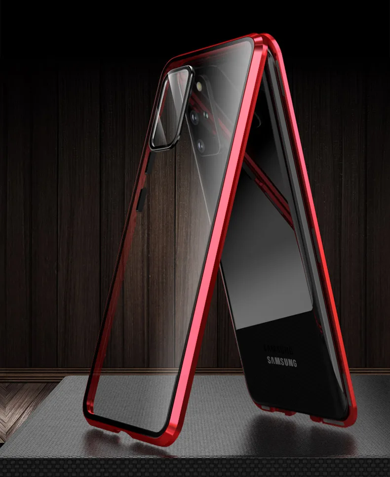 for Samsung Galaxy S20 Note 20 Ultra S20 Plus CaseLuxury Magnetic Adsorption Back Tempered Glass Built-in Magnet Metal Bumper