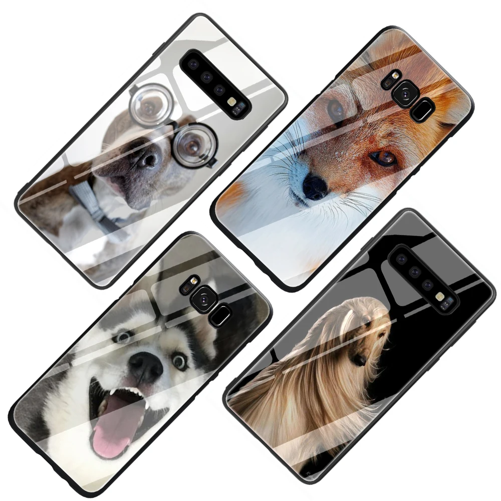 EWAU собака Стекло чехол для телефона для samsung Galaxy S7 8 9 10Plus Note8 9 A10 20 30 40 50 60 70