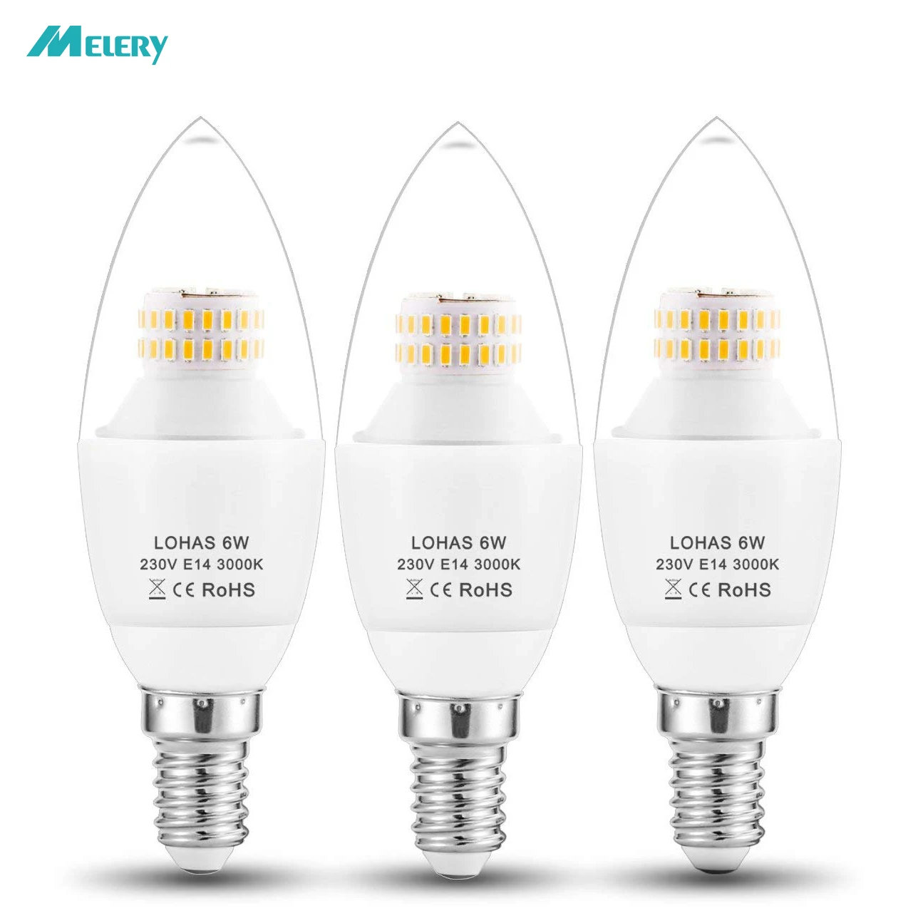 E14 Lamp LED Candle Bulbs 60Watt Incandescent Bulb Equivalent 6W 550lm