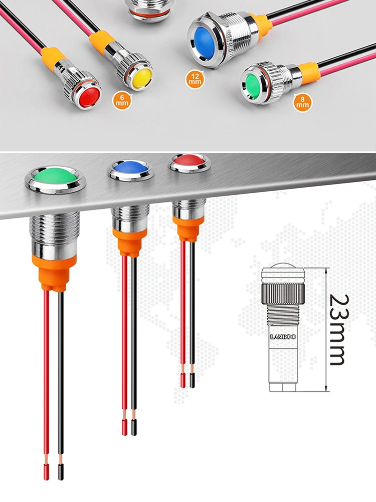6mm 8mm 10mm 12mm 14mm Metal LED Warning indicator light Waterproof IP67 Signal Lamp Pilot Wires switch 3V 5V 12V 220V Red Blue 6mm 8mm 10mm 12mm 14mm Metal LED Warning indicator light Waterproof IP67 Signal Lamp Pilot Wires switch 3V 5V 12V 220V Red Blue