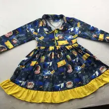 Повседневная одежда для малышей; осеннее платье для девочек с длинными рукавами; дизайн с Санта-Клаусом